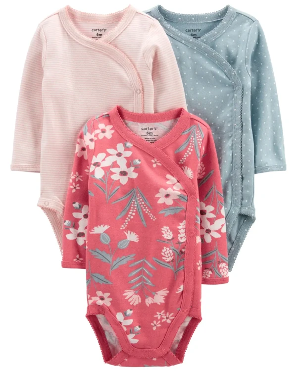 CARTER'S Body dlhý rukáv Pink dievča LBB 3ks NB/ veľ. 56