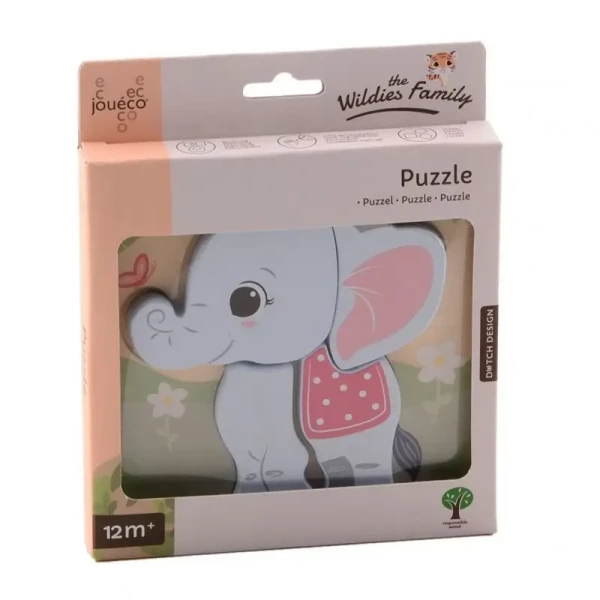 Jouéco The Wildies Family drevené mini puzzle Elephant 12m+