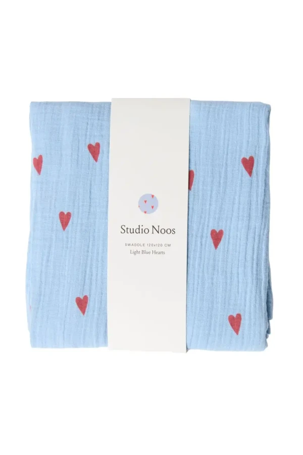 STUDIO NOOS - SWADDLE ZAVINOVAČKA Print Large | Light Blue Hearts
