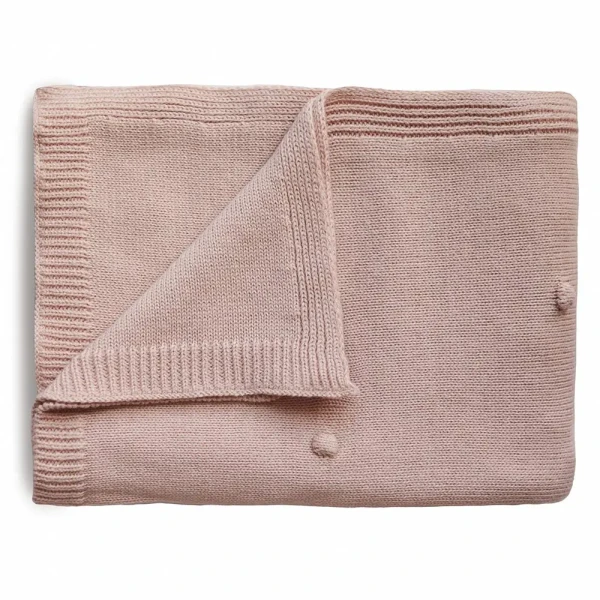 Mushie pletená detská deka z organickej bavlny bodkovaná Blush