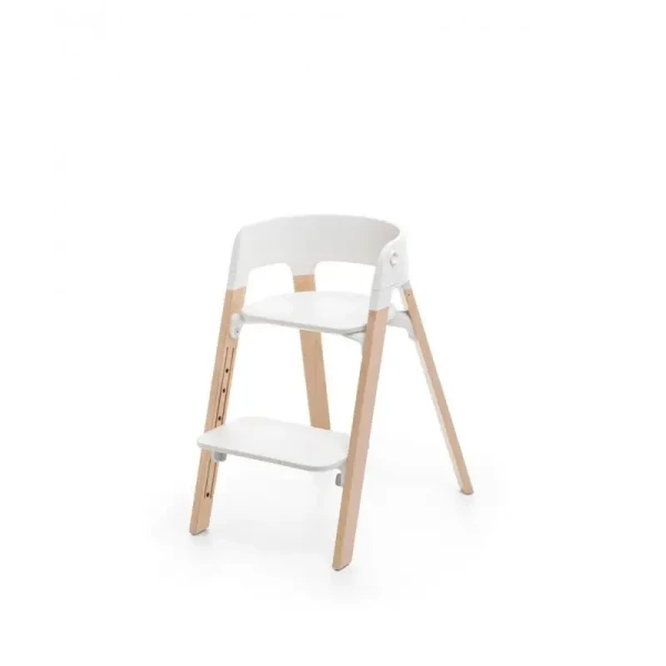 Stokke stolička Steps Complete White Seat / Natural Legs
