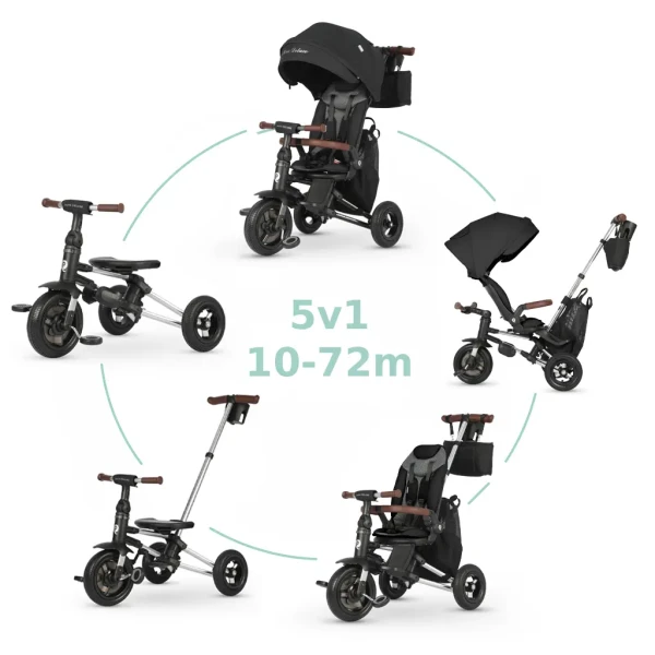 QPLAY Trojkolka Nova Deluxe 5v1 Black, 10-72 mesiacov