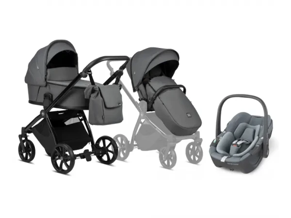 Tutis Kočík Mio Plus 2v1 Graphite + Maxi-Cosi Pebble 360 autosedačka Essential Grey