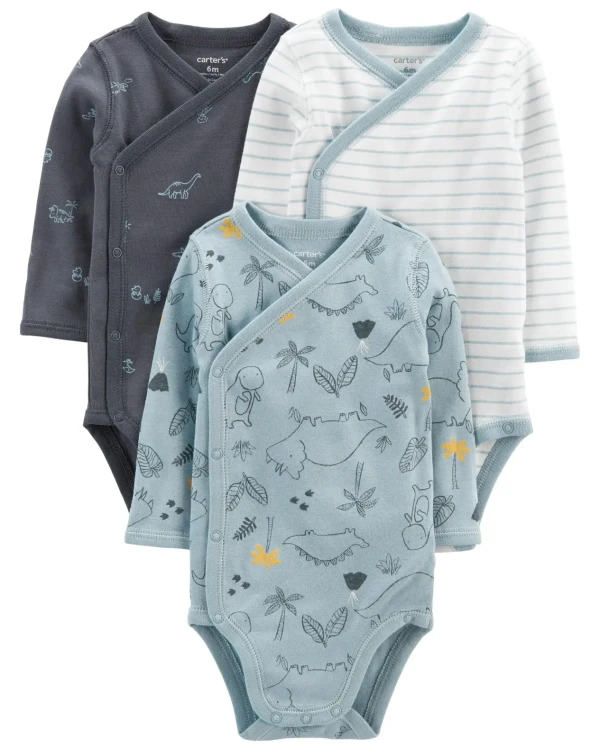 CARTER'S Body dlhý rukáv Blue chlapec LBB 3ks NB/ veľ. 56