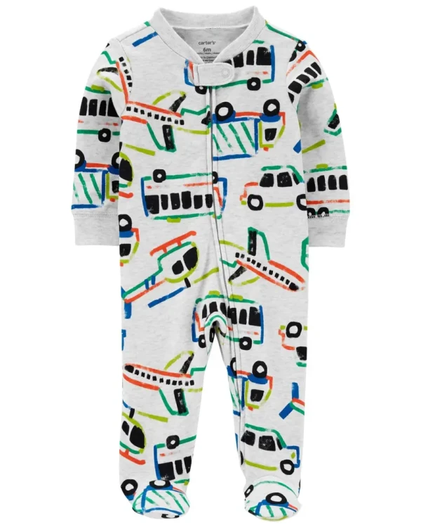 CARTER'S Overal na zips Sleep&Play Grey Vehicles chlapec NB/ veľ. 56