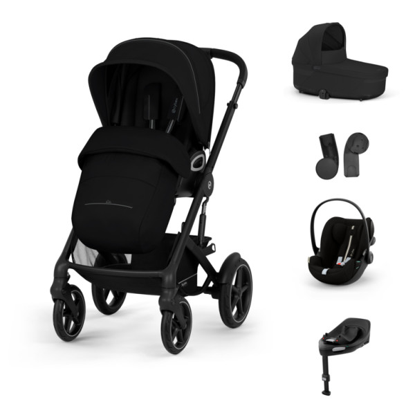 CYBEX Kombinovaný kočík TALOS S LUX SET M - Moon Black - black rám