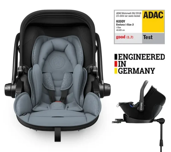 KIDDY Autosedačka Evoluna i-size 2 + Isofix základňa 40-83 cm Polar Grey | KIDDY