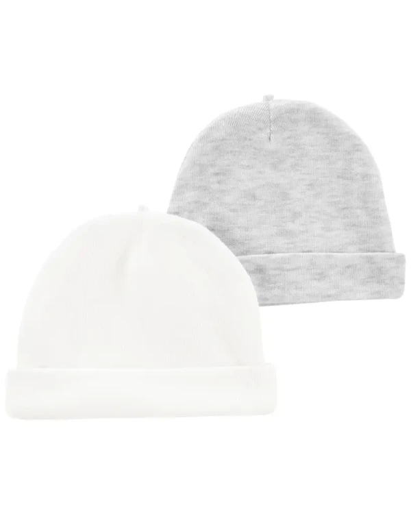 CARTER'S Čiapka White & Grey neutrál 2ks 0-3m