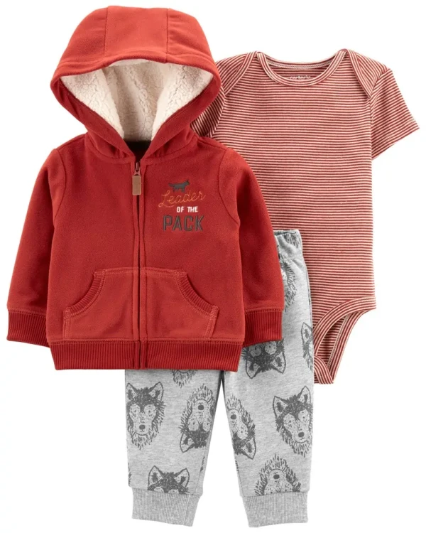 CARTER'S Set 3dielny mikina, tepláky, body kr. rukáv Red chlapec 18m