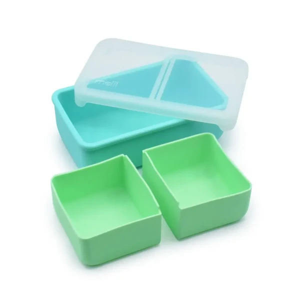 Melii Silikónový bento box na desiatu 700 ml - modrý/mätový