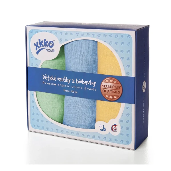 XKKO Organic Osušky z biobavlny 90x100 Staré časy - Pastels For Boys