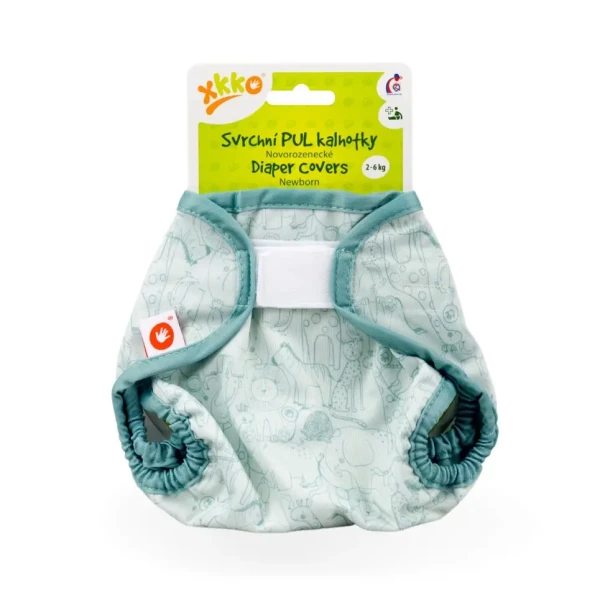 XKKO Vrchné plienkové nohavičky Newborn - Safari Granite Green