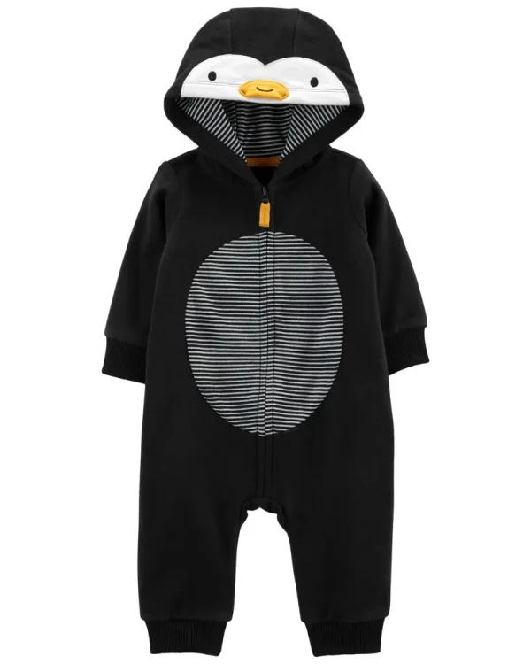 CARTER'S Overal bez nožičiek prechodný Black Penguin chlapec NB /veľ.56