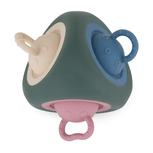 PETITE&MARS Hračka silikónová Pop Up Triangle Misty Green 10m+