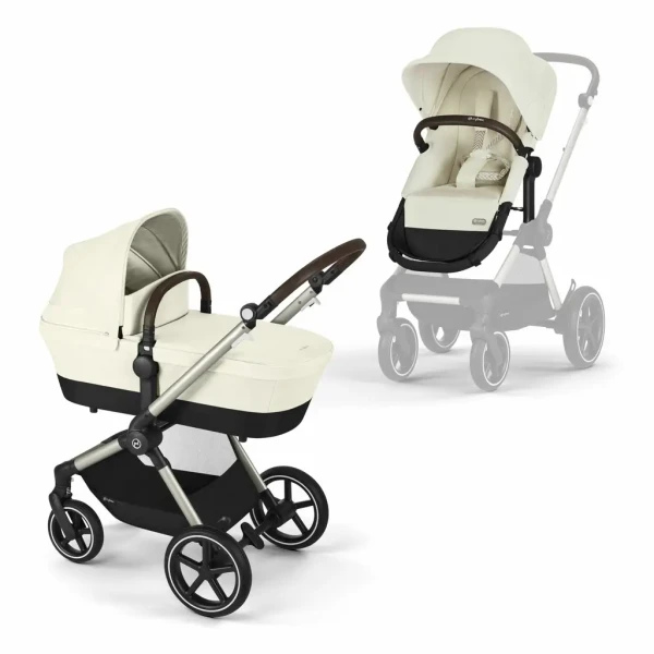 CYBEX EOS LUX Kombinovaný kočík Seashell Beige - taupe rám