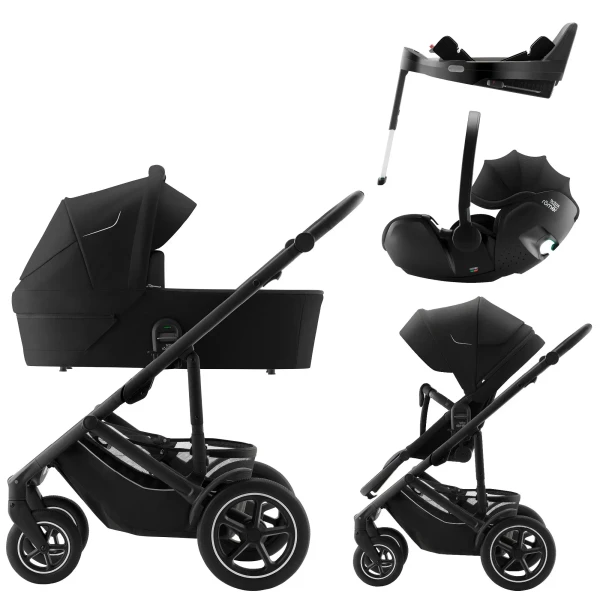 BRITAX Set Kočík Smile 5Z + hlboká vanička + autosedačka Baby-Safe PRO + Vário Base 5Z, Space Black