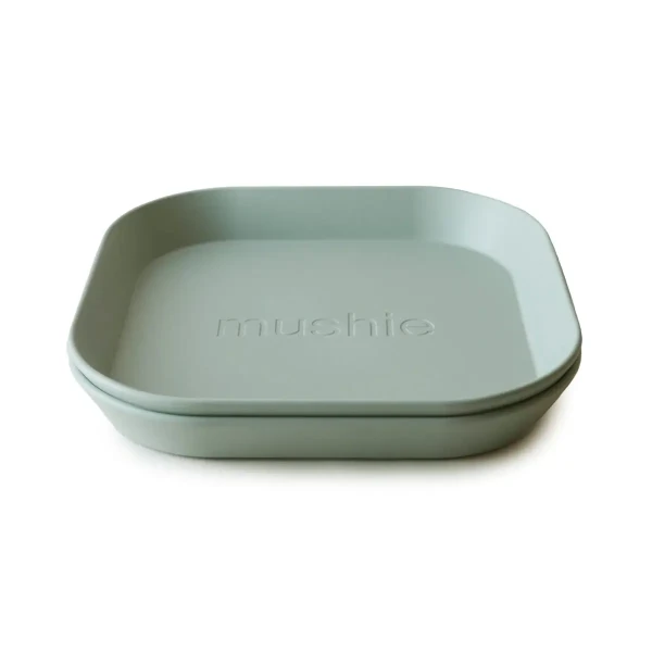 Mushie hranatý tanier 2 ks | Sage