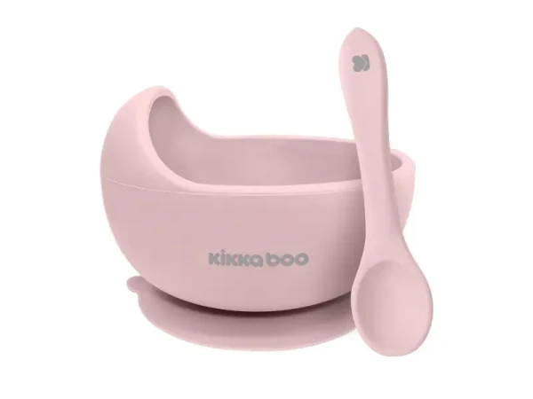KikkaBoo Miska silikónová s prísavkou a lyžičkou Pink