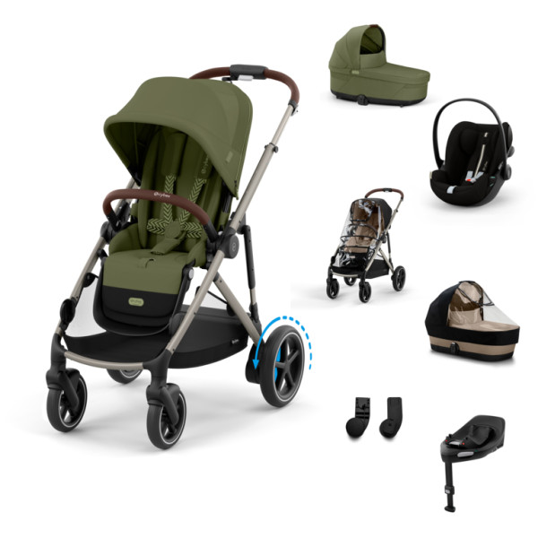 Cybex E-Gazelle S Kombinovaný kočík SET XL -  Moss Green - Taupe Rám