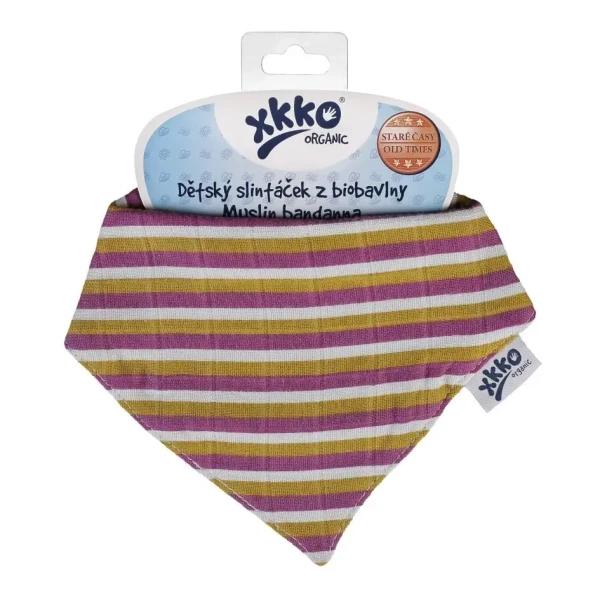 XKKO Organic Šatka Staré časy - Violet Stripes