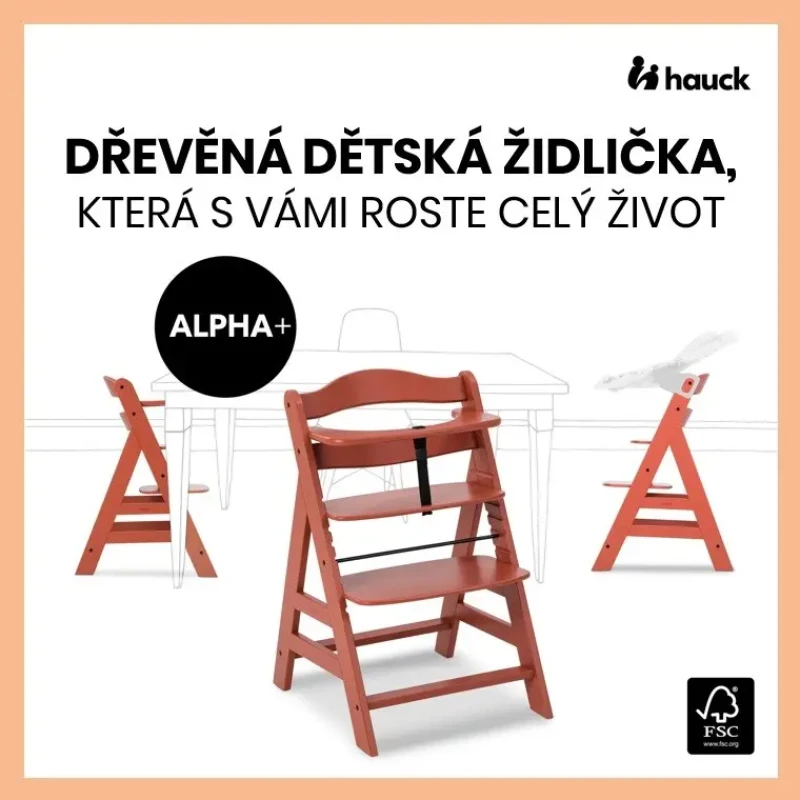 Hauck Alpha+ drevená stolička, cork