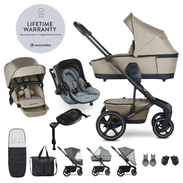 EASYWALKER Set XXL Harvey 5 Premium Pearl Taupe + KIDDY Evoluna i-size 2 + základňa