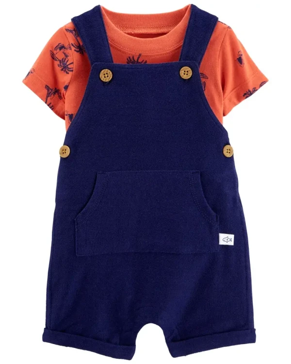 CARTER'S Set 2dielny tričko kr. rukáv, kraťasy na traky Navy Orange chlapec 24m