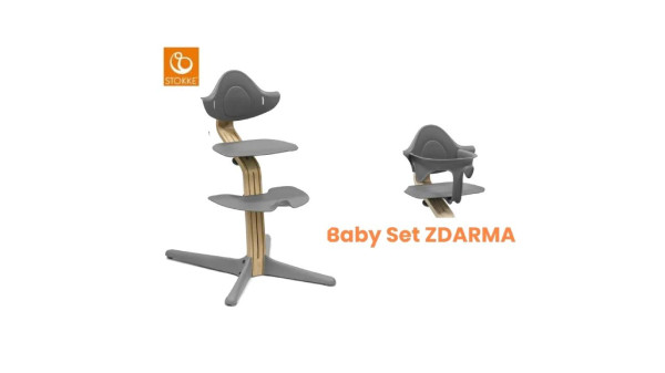 STOKKE® NOMI Stolička Oak Grey + Baby set ZDARMA