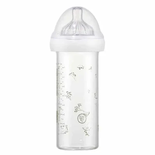 LE BIBERON FRANCAIS SKLENENÁ DOJČENSKÁ FĽAŠA GYPSOPHILLE GREEN, 240 ML, 0+m