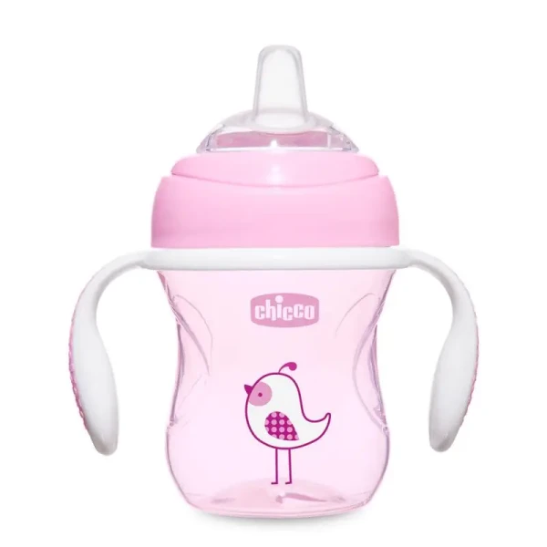 CHICCO Hrnček Chicco Učíme sa s držadlami 200 ml, ružový, 4m+