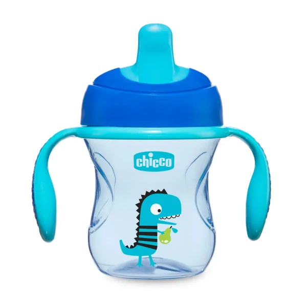 CHICCO Hrnček Trénujeme s držadlami 200 ml, modrý 6m+