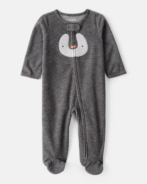 CARTER'S Overal na zip fleece Sleep & Play grey Penguin uni 6m/vel.68