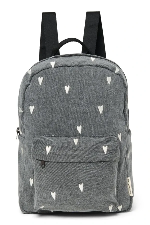 STUDIO NOOS - Denim Midi BACKPACK - batôžtek s predným vreckom | Grey Hearts