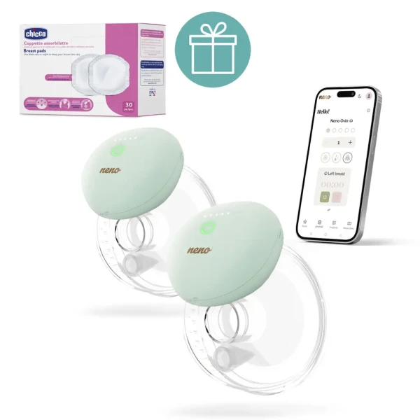 NENO Odsávačka mlieka Ovio Twin Duo bezdrôtová hands-free + CHICCO Vložky do podprsenky 30ks