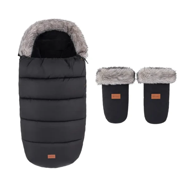 PETITE&MARS Set zimný fusak Comfy 4v1 + rukavice na kočík Fjora Forever Black