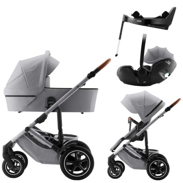 BRITAX Set Kočík Smile 5Z + hlboká vanička + autosedačka Baby-Safe PRO + Vário Base 5Z, Frost Grey