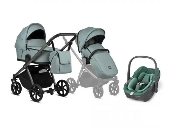Tutis Kočík Mio Plus 2v1 Turquoise + Maxi-Cosi Pebble 360 autosedačka Essential Green