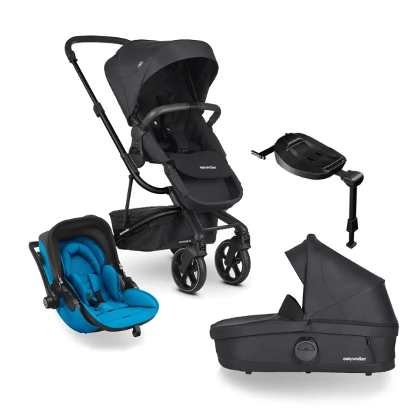 EASYWALKER Kočík kombinovaný Harvey3 Premium 4v1 Jet Black All Black/Summer Blue