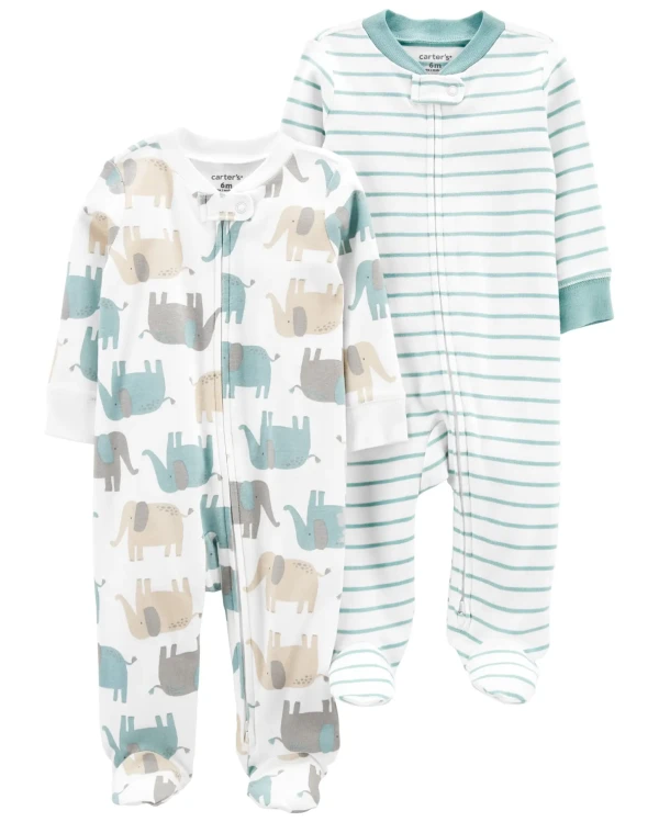 CARTER'S Overal na zips Sleep&Plays Elephant and Stripes neutrál LBB 2ks PRE, veľ. 46