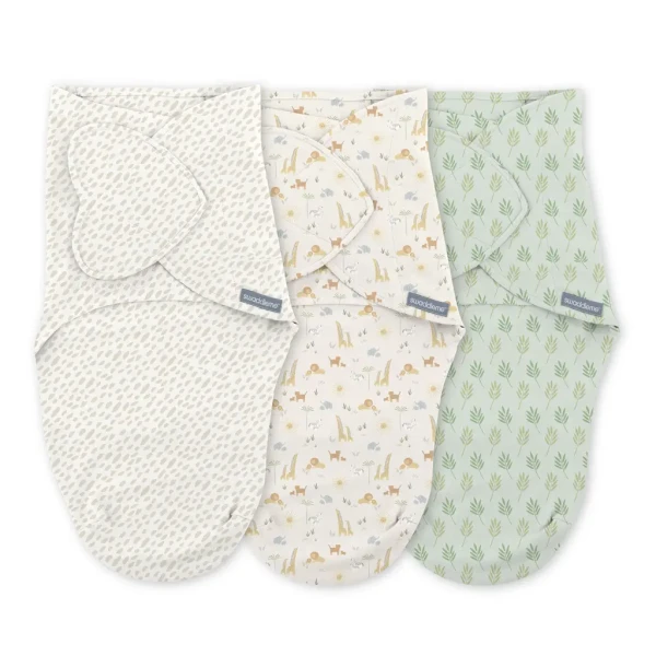 INGENUITY Zavinovačka SwaddleMe™ Ulitka bavlna 1 TOG 0-3m Monogram Collection™ Safari Swaddle, 3ks