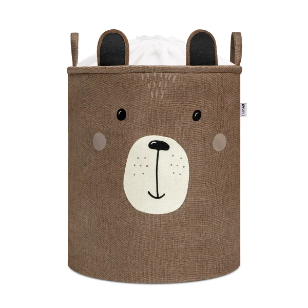 Sipo XL Kôš na hračky so šnúrkou, skladací, bavlna / 63 l, Brown Bear