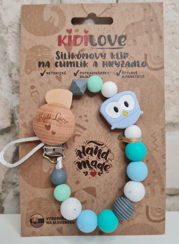 Kidi Love Klip na cumlík 2v1 SOVIČKA, modrá