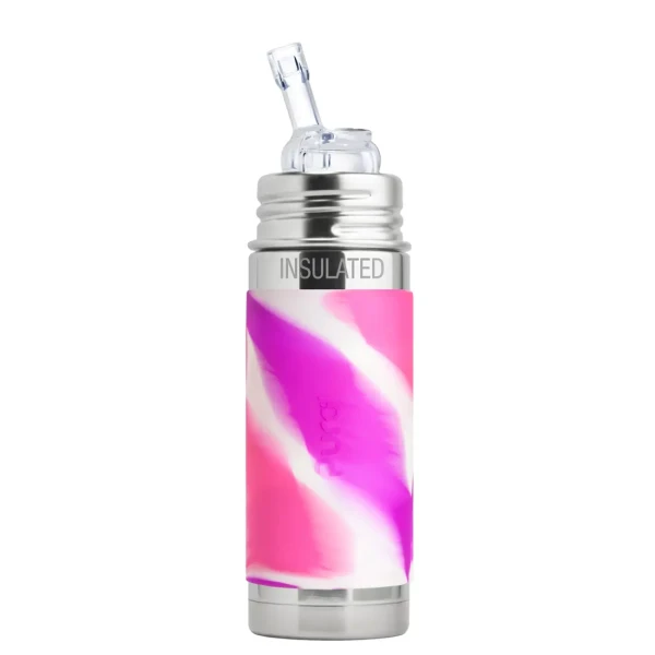 Pura® TERMO fľaša so slamkou 260ml ružovo-biela