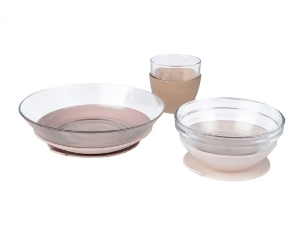 Beaba Jedálenská sada sklenená s prísavkami Cotton Candy