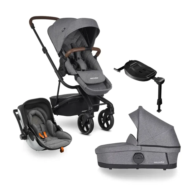 EASYWALKER Kočík kombinovaný Harvey3 Premium 4v1 Diamond Grey/Grey Melange-Safe Orange