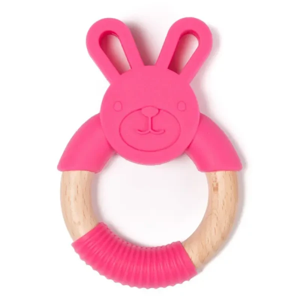 Bo Jungle Hryzátko B-TEETHER ANIMAL WOOD Pink Rabbit