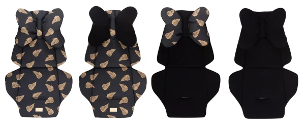 Bomimi Vložka do kočíka obojstranná s vankúšikom, GOLD WINGS/BLACK minky