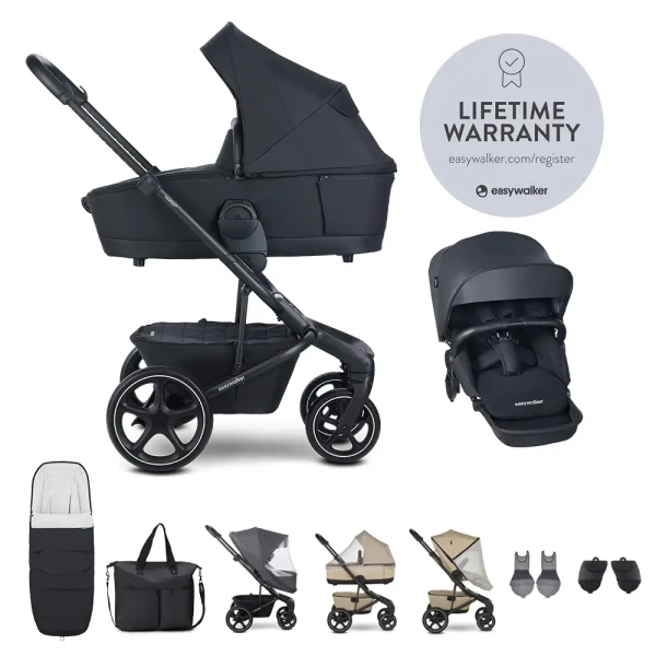 EASYWALKER Set XXL kočík kombinovaný Harvey 5 Premium Diamond Black s príslušenstvom