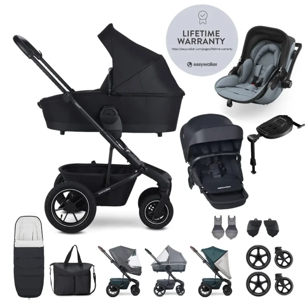 EASYWALKER Set XXL Harvey 5 Air Midnight Black + KIDDY Evoluna i-size 2 + základňa