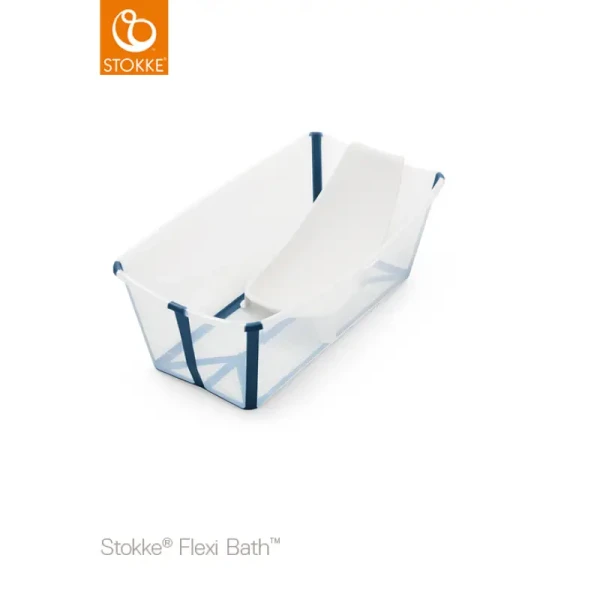 Stokke Flexi Bath Bundle Skladacia vanička s lehátkom Transparent Blue